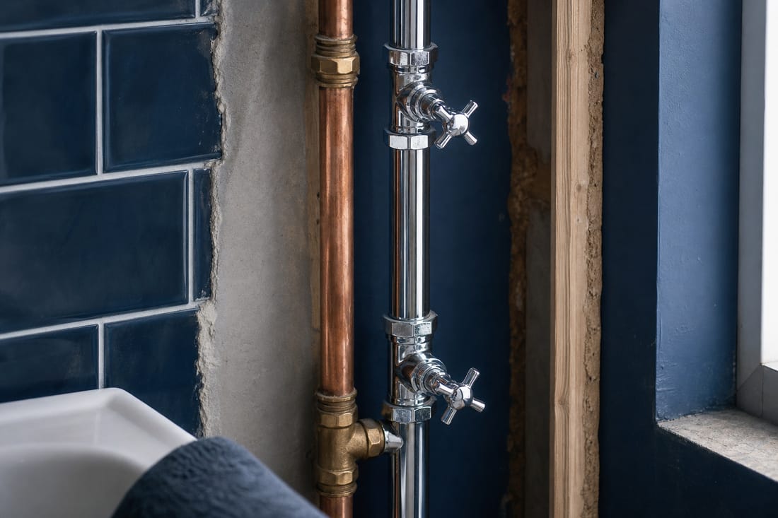 Exemple : colonne et réseaux sanitaires de salle de bain